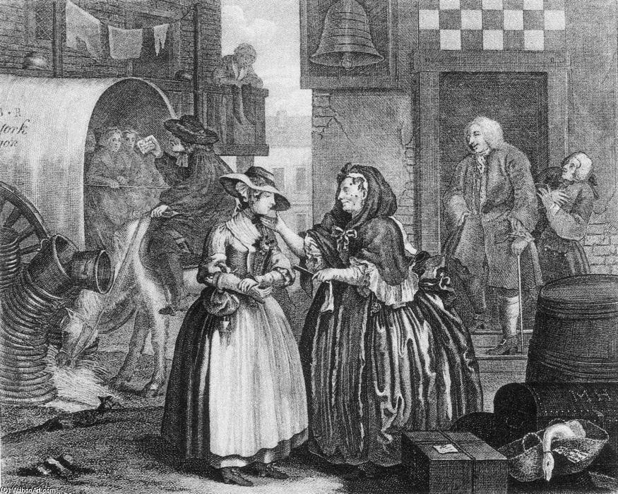 Wikioo.org - The Encyclopedia of Fine Arts - Painting, Artwork by William Hogarth - A Harlot's Progress, plate 1