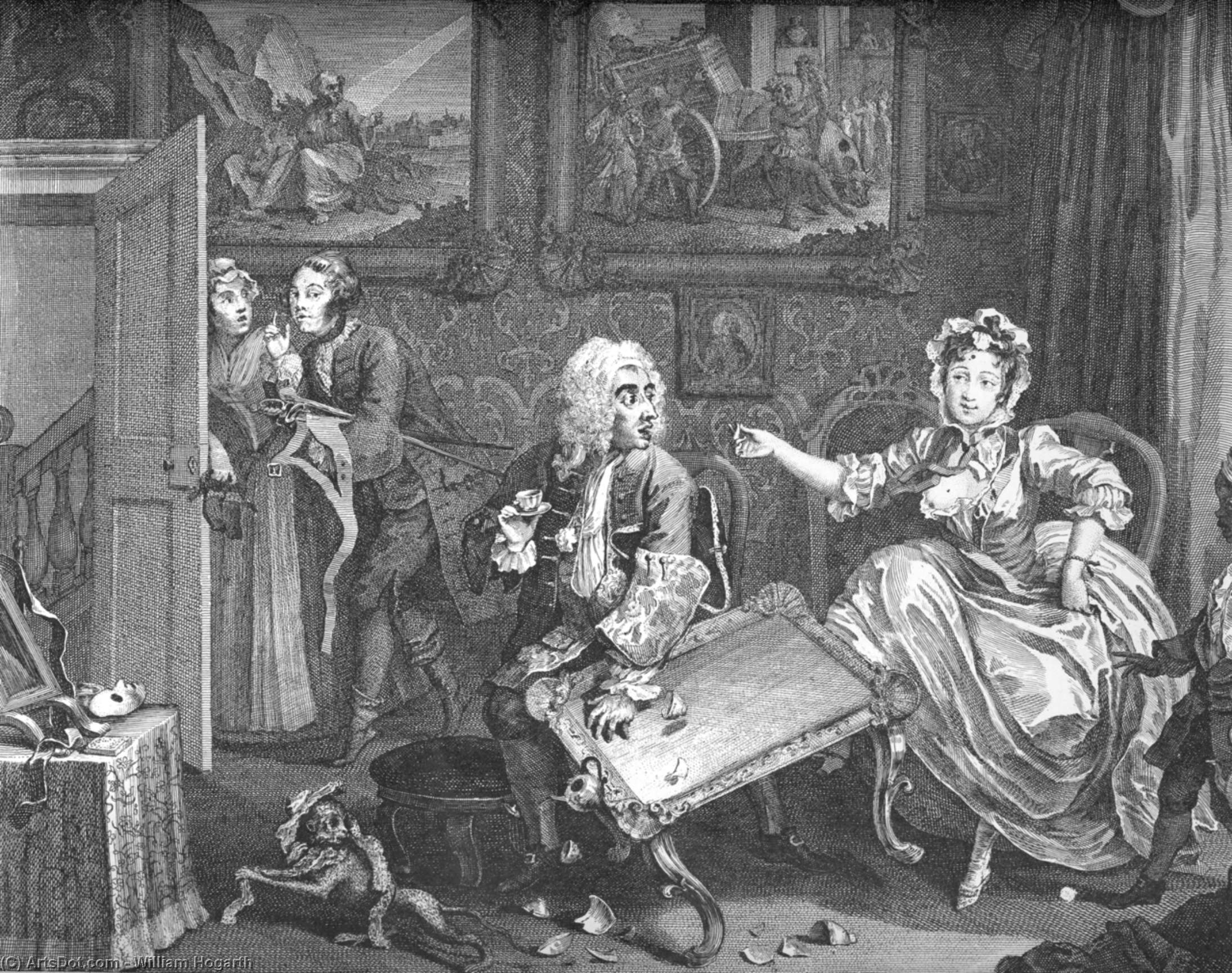 Wikioo.org - The Encyclopedia of Fine Arts - Painting, Artwork by William Hogarth - A Harlot's Progress, plate 2
