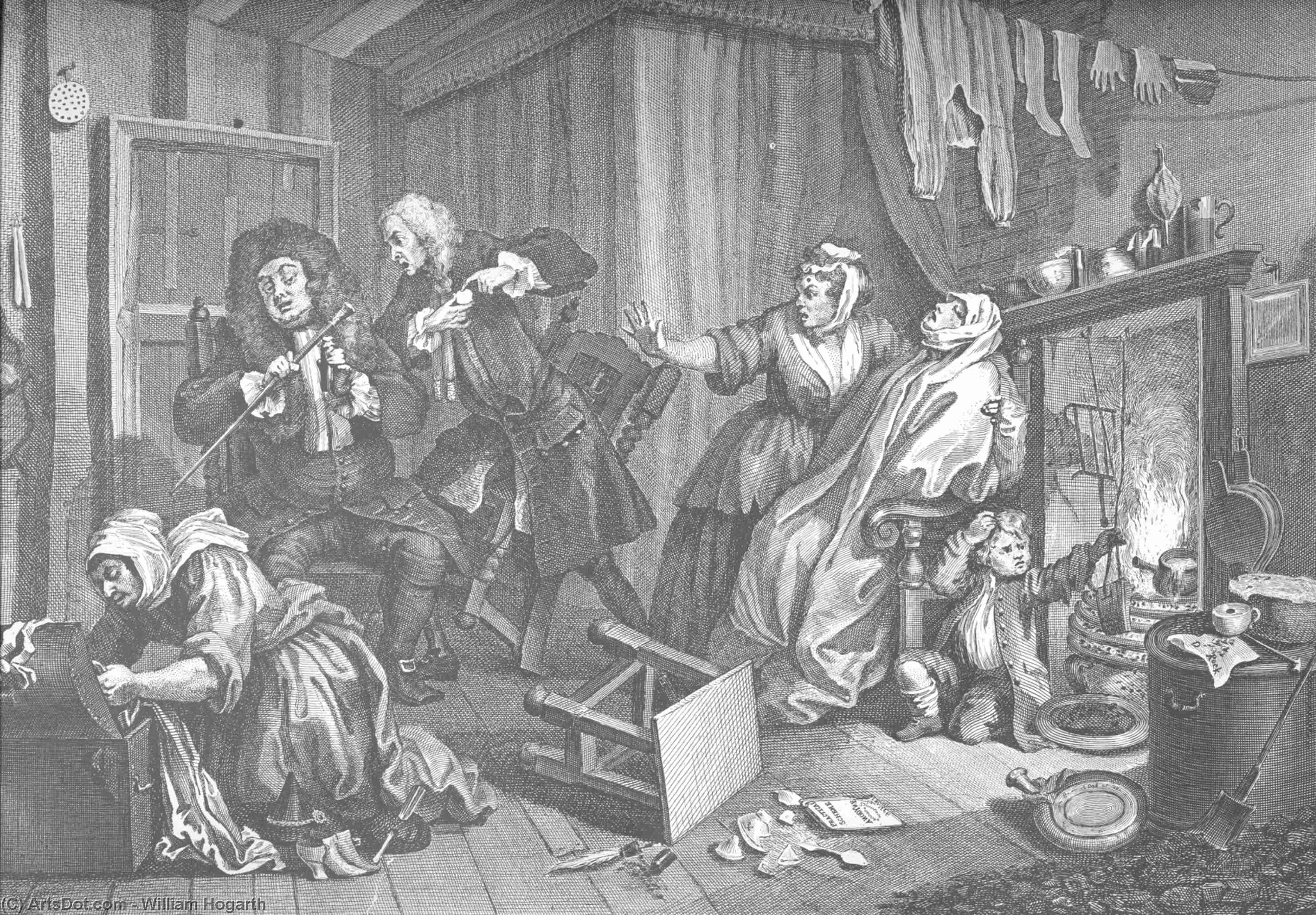 WikiOO.org - Енциклопедія образотворчого мистецтва - Живопис, Картини
 William Hogarth - A Harlot's Progress, plate 5