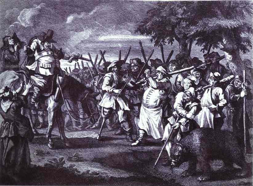 WikiOO.org - Encyclopedia of Fine Arts - Maalaus, taideteos William Hogarth - Hudibras' First Adventure, from 'Hudibras' by Samuel Butler