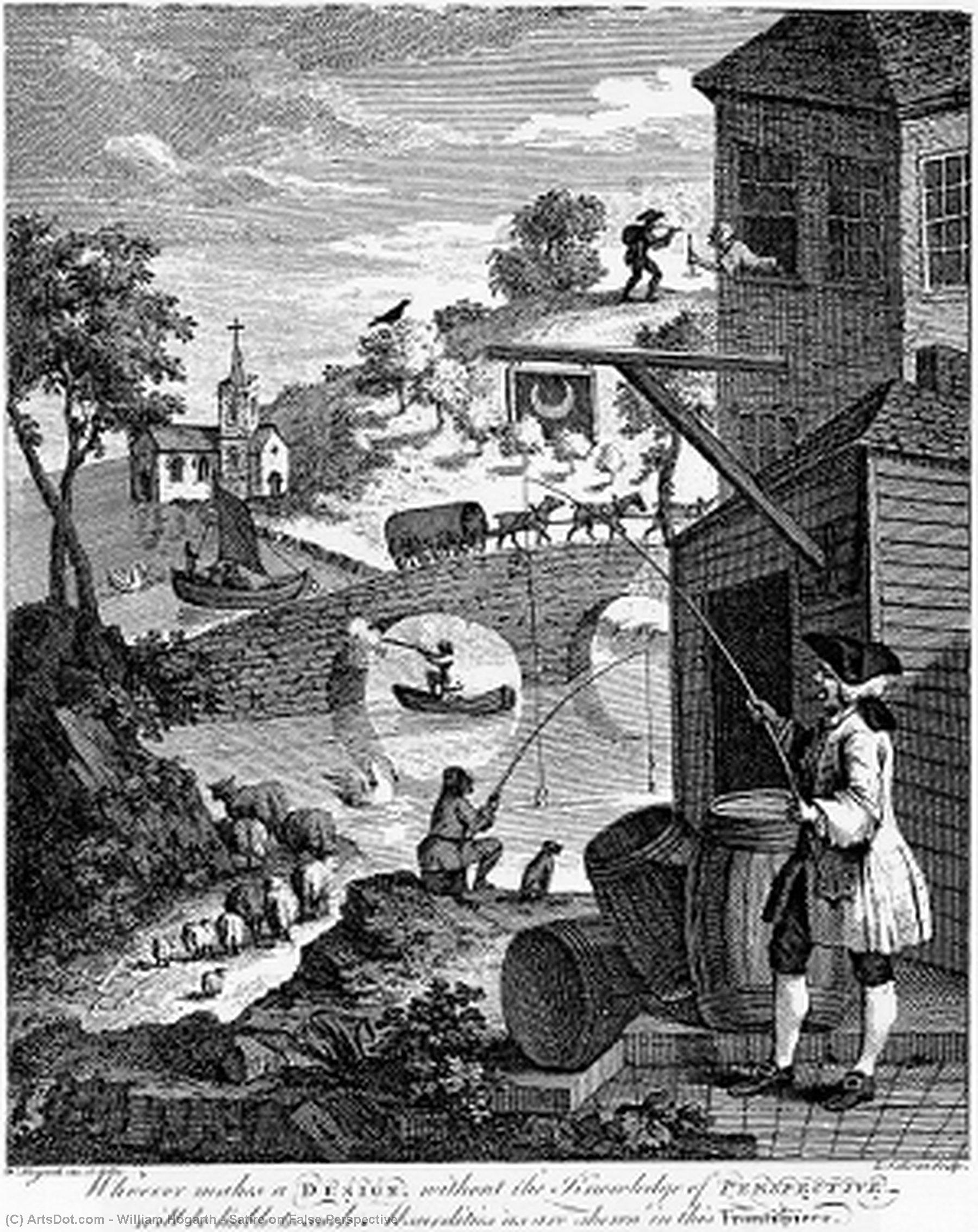 WikiOO.org - Enciklopedija dailės - Tapyba, meno kuriniai William Hogarth - Satire on False Perspective