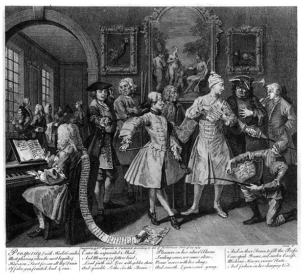 WikiOO.org - Encyclopedia of Fine Arts - Lukisan, Artwork William Hogarth - Surrounded by Artists and Professors