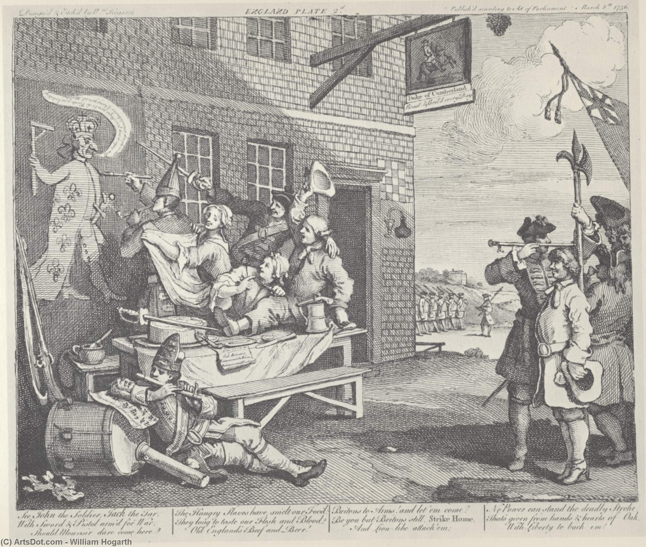 Wikioo.org - The Encyclopedia of Fine Arts - Painting, Artwork by William Hogarth - The Invasion, England
