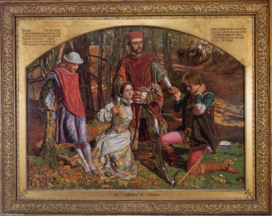 Wikioo.org - The Encyclopedia of Fine Arts - Painting, Artwork by William Holman Hunt - Valentine Rescuing Silvia from Proteus