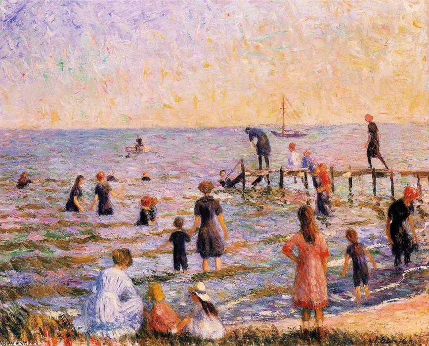 Wikioo.org - The Encyclopedia of Fine Arts - Painting, Artwork by William James Glackens - Bathing at Bellport, Long Island