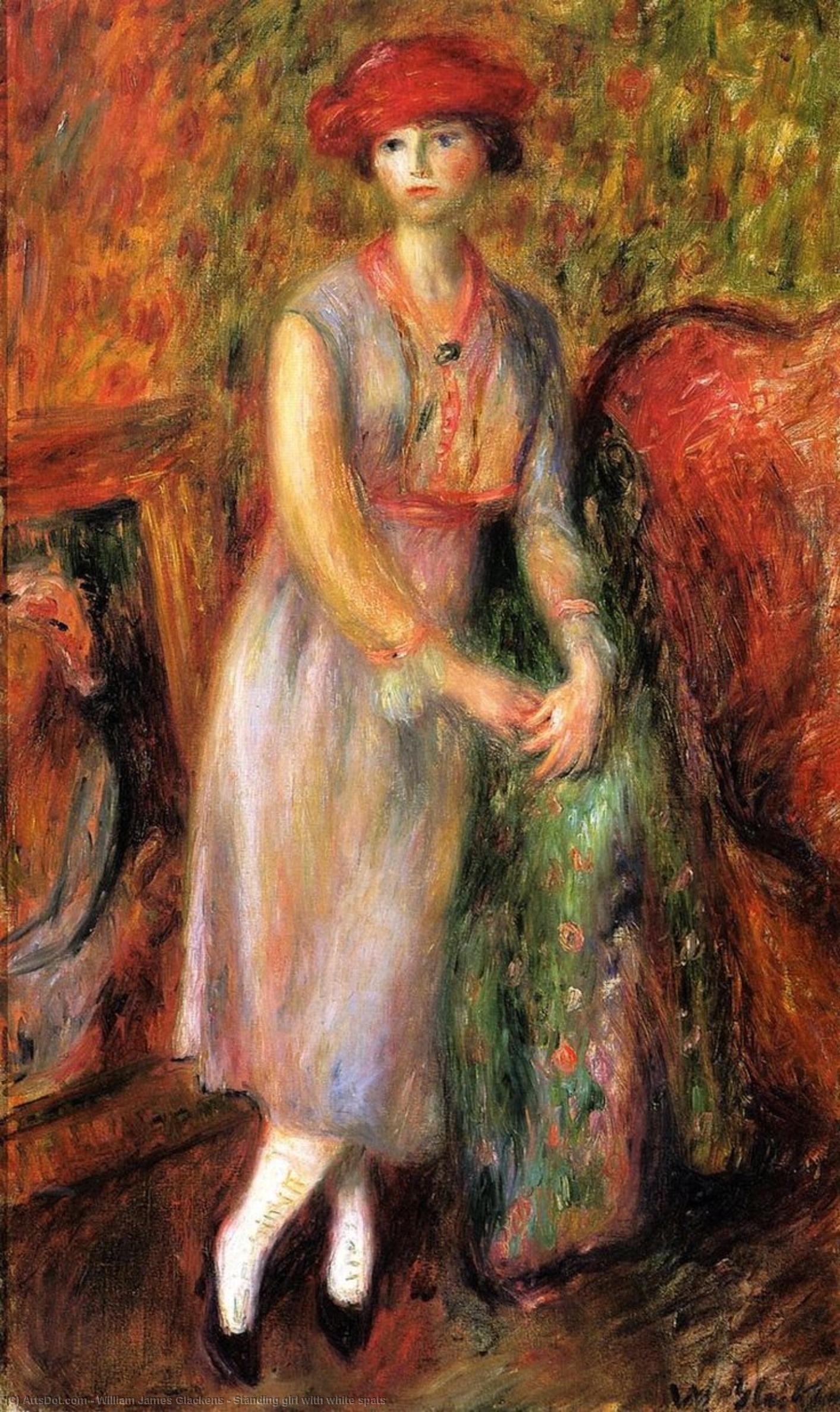 Wikioo.org - The Encyclopedia of Fine Arts - Painting, Artwork by William James Glackens - Standing girl with white spats