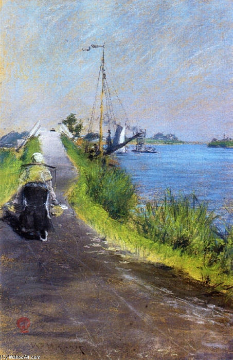 Wikioo.org - The Encyclopedia of Fine Arts - Painting, Artwork by William Merritt Chase - Dutch Canal (aka Canal Path Holland)
