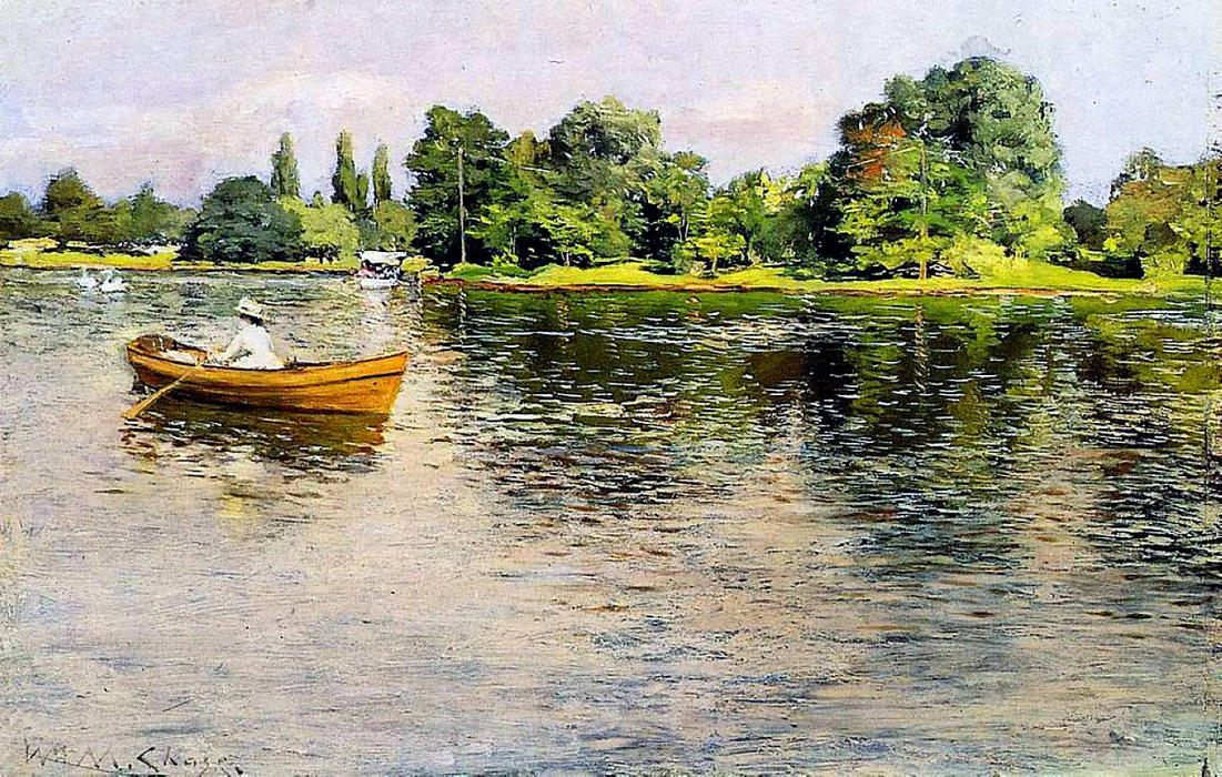 Wikioo.org - The Encyclopedia of Fine Arts - Painting, Artwork by William Merritt Chase - Summertime (Pulling for Shore)