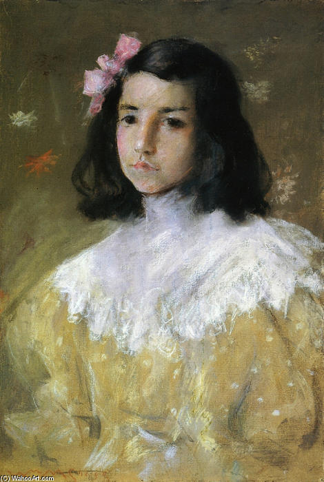 Wikioo.org - The Encyclopedia of Fine Arts - Painting, Artwork by William Merritt Chase - The Pink Bow