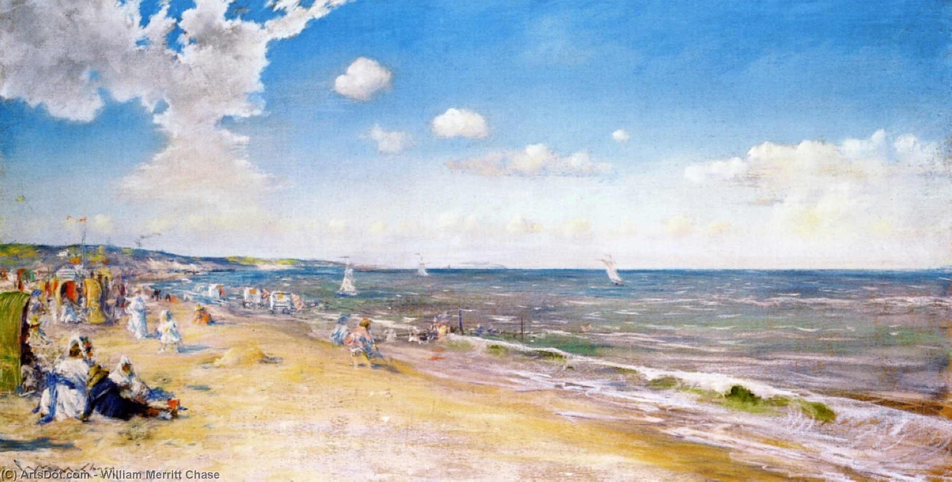 WikiOO.org - Encyclopedia of Fine Arts - Lukisan, Artwork William Merritt Chase - The Beach at Zandvoort