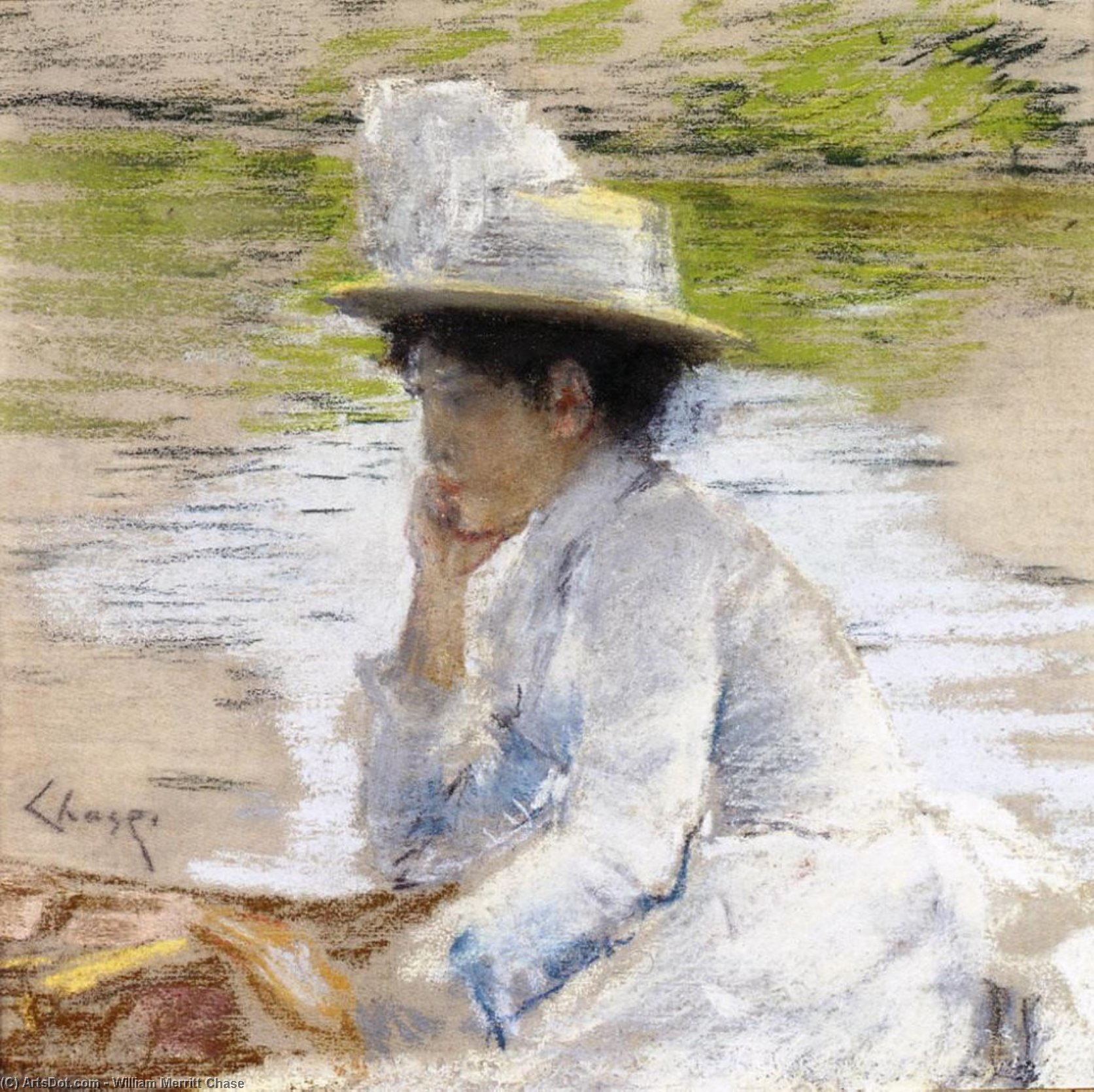 Wikioo.org – L'Enciclopedia delle Belle Arti - Pittura, Opere di William Merritt Chase - ritratto di signora INSEGUIRE