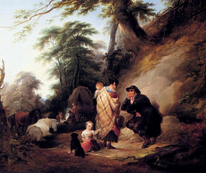 Wikioo.org - The Encyclopedia of Fine Arts - Painting, Artwork by William Shayer Senior - Travelers Resting