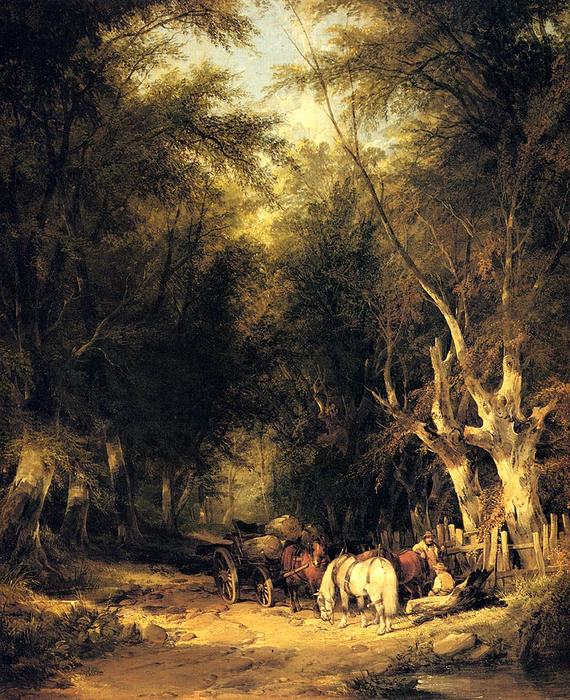Wikioo.org - The Encyclopedia of Fine Arts - Painting, Artwork by William Shayer Senior - In The New Forest