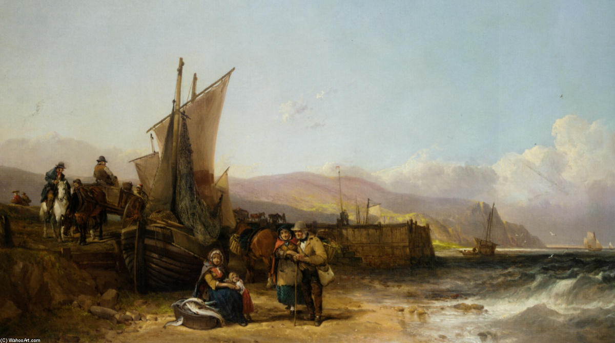 Wikioo.org - The Encyclopedia of Fine Arts - Painting, Artwork by William Shayer Senior - Bargaining for the Catch