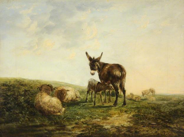 WikiOO.org - 百科事典 - 絵画、アートワーク William Shayer Senior - ロバ そして 羊