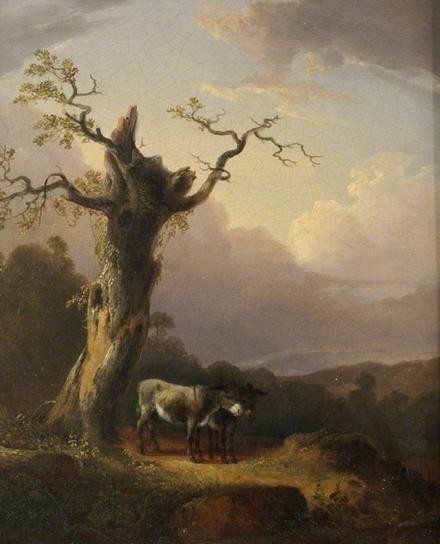 WikiOO.org - Encyclopedia of Fine Arts - Målning, konstverk William Shayer Senior - Donkeys in Landscape