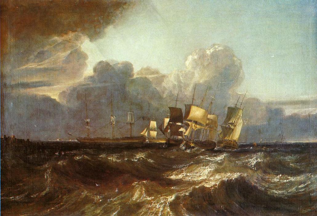 Wikioo.org - The Encyclopedia of Fine Arts - Painting, Artwork by William Turner - Ships Bearing up for Anchorage ('The Egremont Sea Piece')
