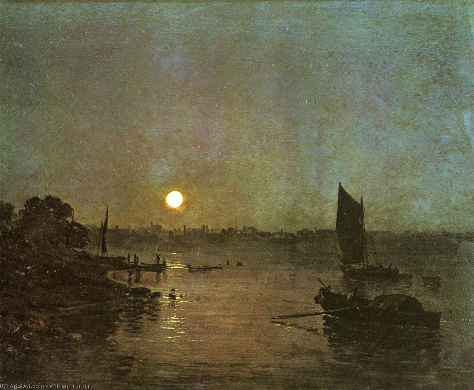 Wikioo.org - The Encyclopedia of Fine Arts - Painting, Artwork by William Turner - Moonlight, A Study at Millbank