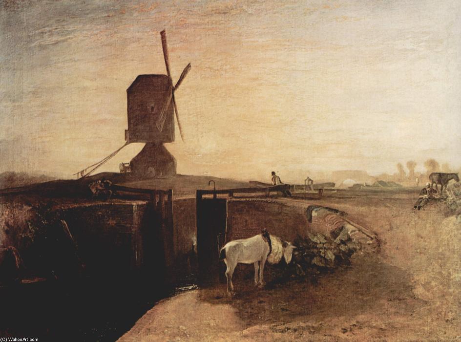 WikiOO.org - 백과 사전 - 회화, 삽화 William Turner - The big connection channel at Southall Mill
