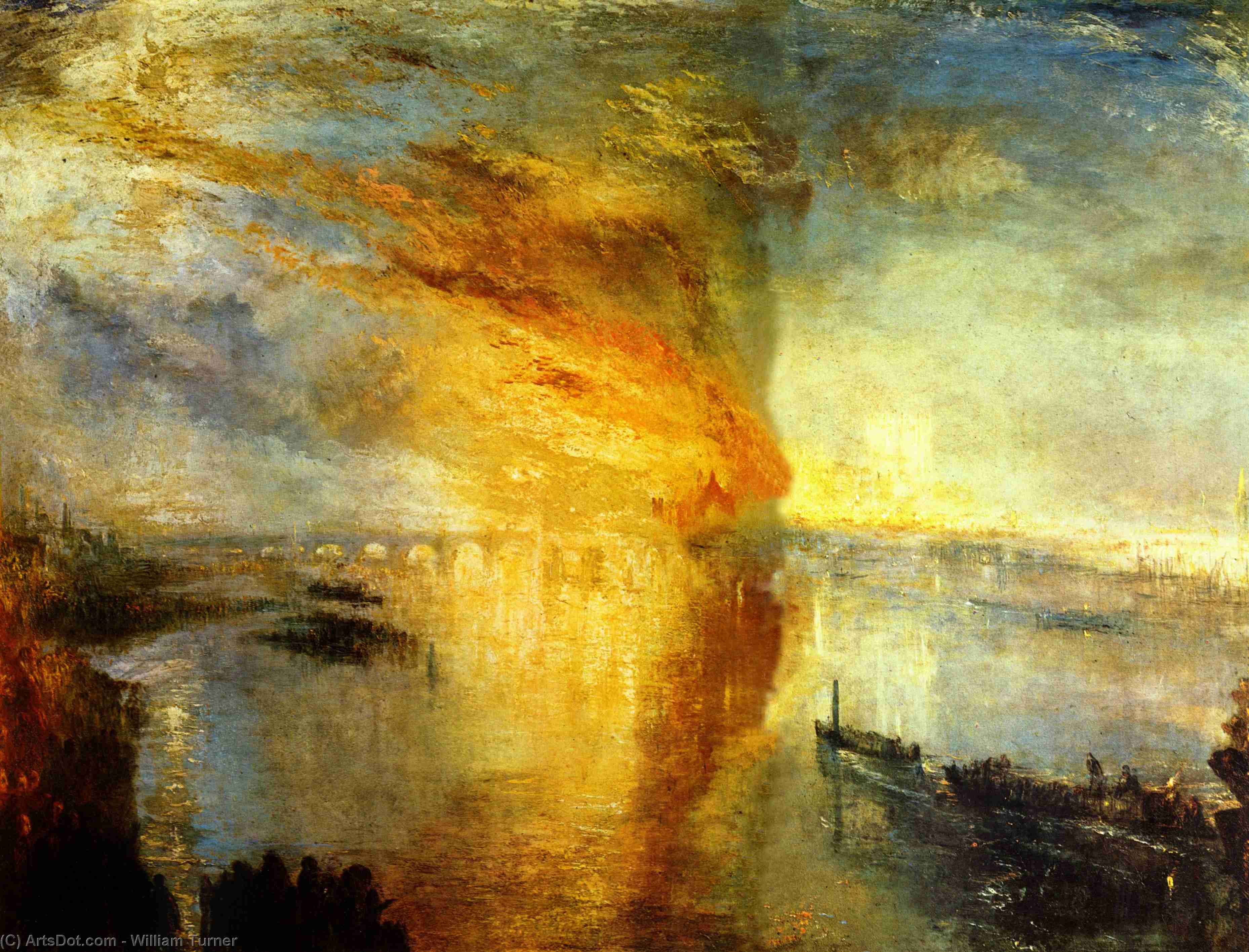 WikiOO.org - 百科事典 - 絵画、アートワーク William Turner - 国会議事堂の焼却