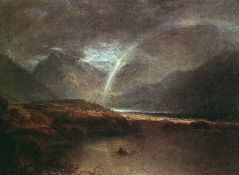 Wikioo.org - The Encyclopedia of Fine Arts - Painting, Artwork by William Turner - Buttermere Lake, a Shower