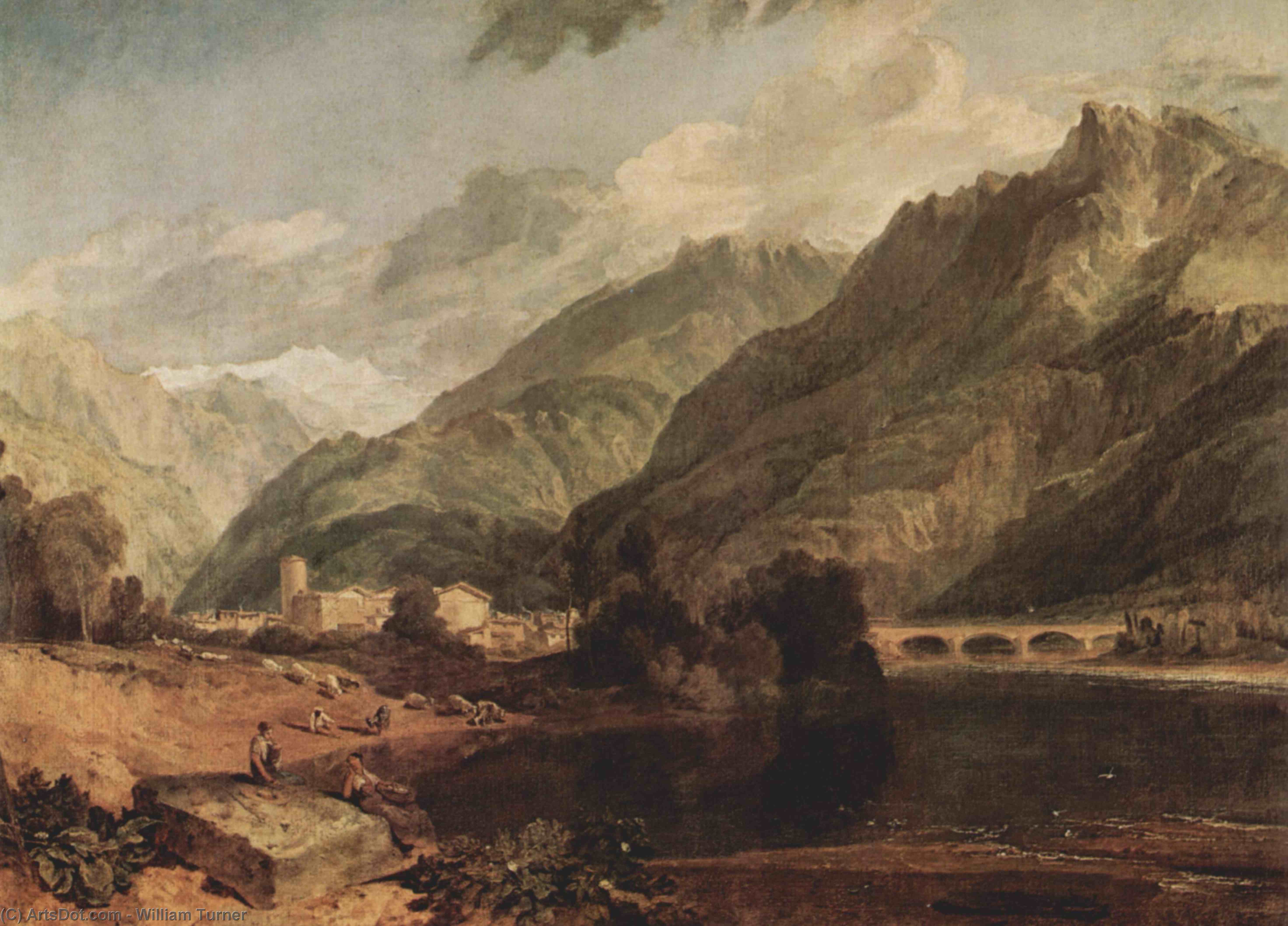 Wikioo.org - The Encyclopedia of Fine Arts - Painting, Artwork by William Turner - Bonneville, Savoy with Mont Blanc