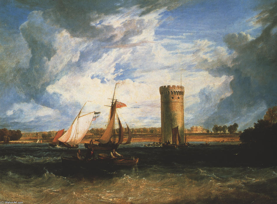 Wikioo.org - The Encyclopedia of Fine Arts - Painting, Artwork by William Turner - Tabley, the Seat of Sir J.F. Leicester Bt.: Windy Day