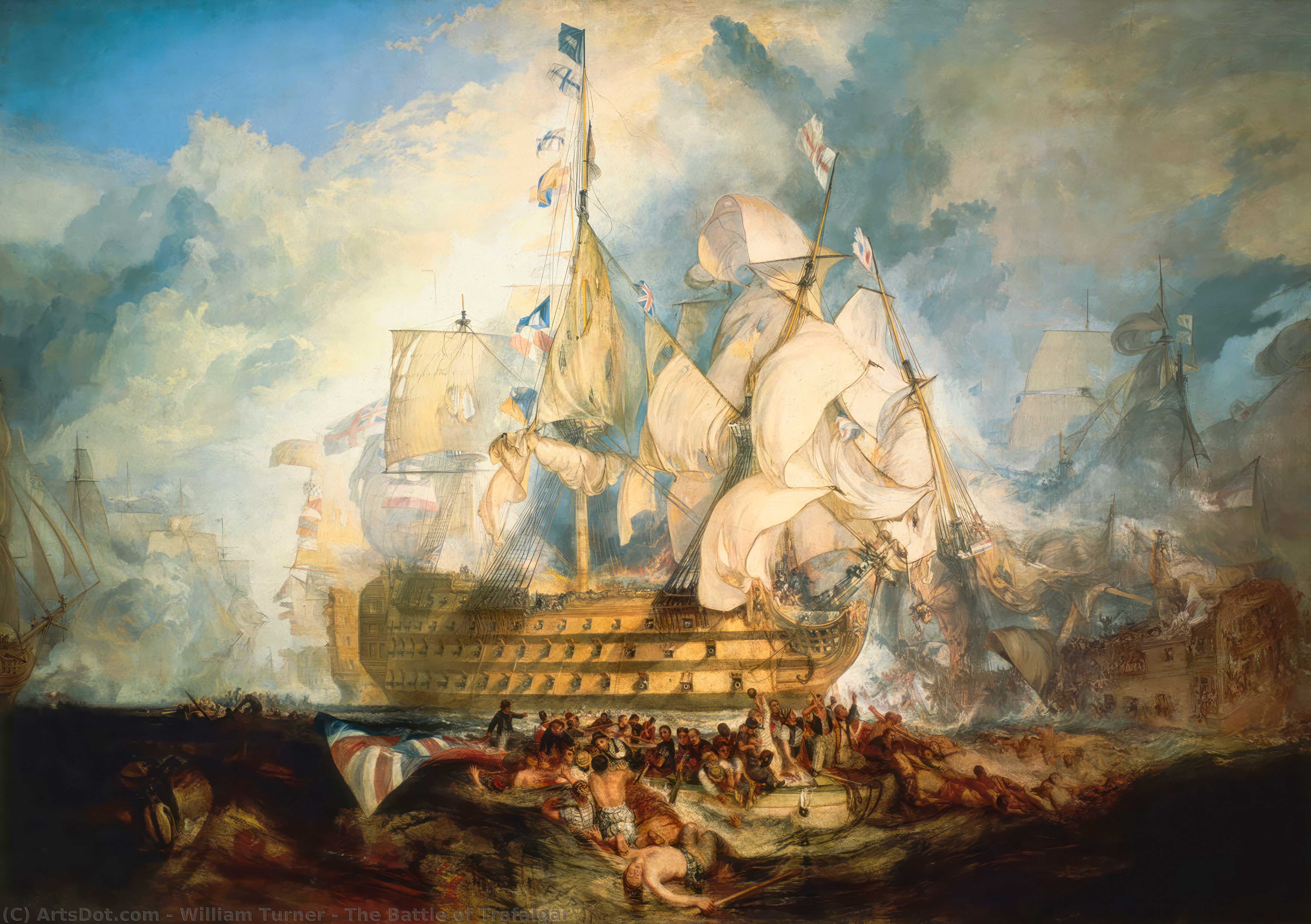 Wikioo.org - The Encyclopedia of Fine Arts - Painting, Artwork by William Turner - The Battle of Trafalgar