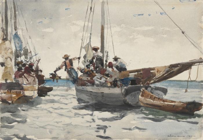 Wikioo.org – La Enciclopedia de las Bellas Artes - Pintura, Obras de arte de Winslow Homer - mercado escena , Nassau