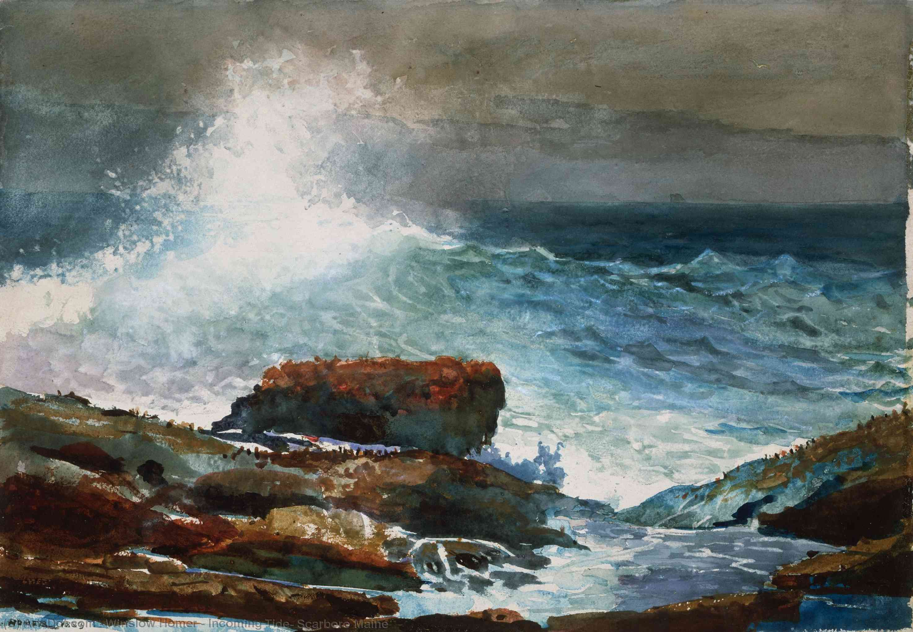 WikiOO.org - Encyclopedia of Fine Arts - Lukisan, Artwork Winslow Homer - Incoming Tide, Scarboro Maine