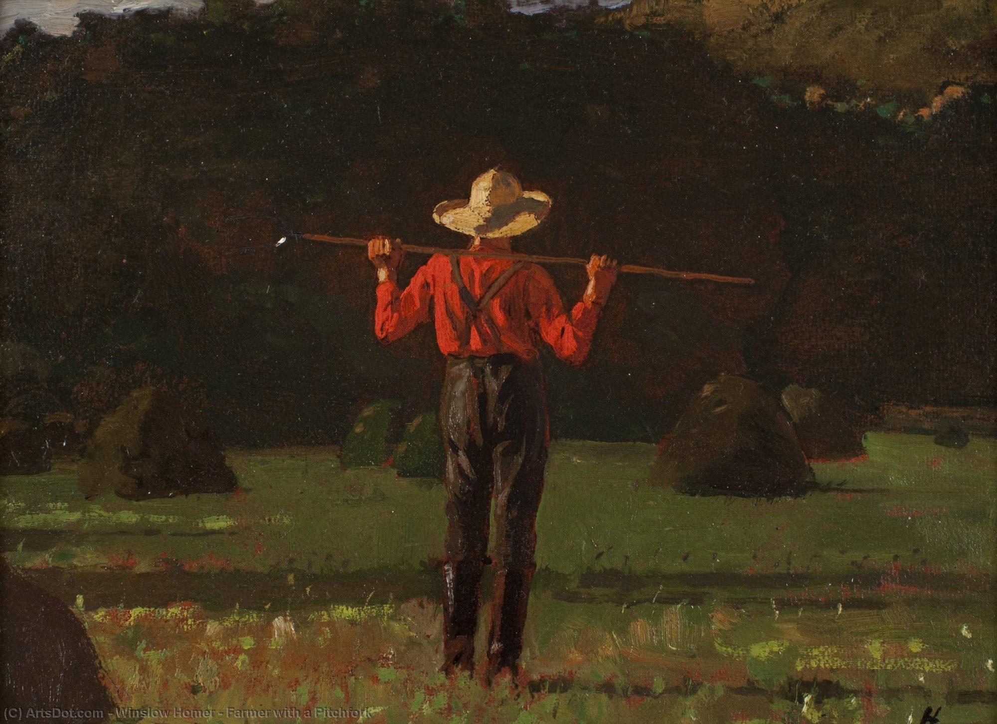 Wikioo.org - The Encyclopedia of Fine Arts - Painting, Artwork by Winslow Homer - Farmer with a Pitchfork
