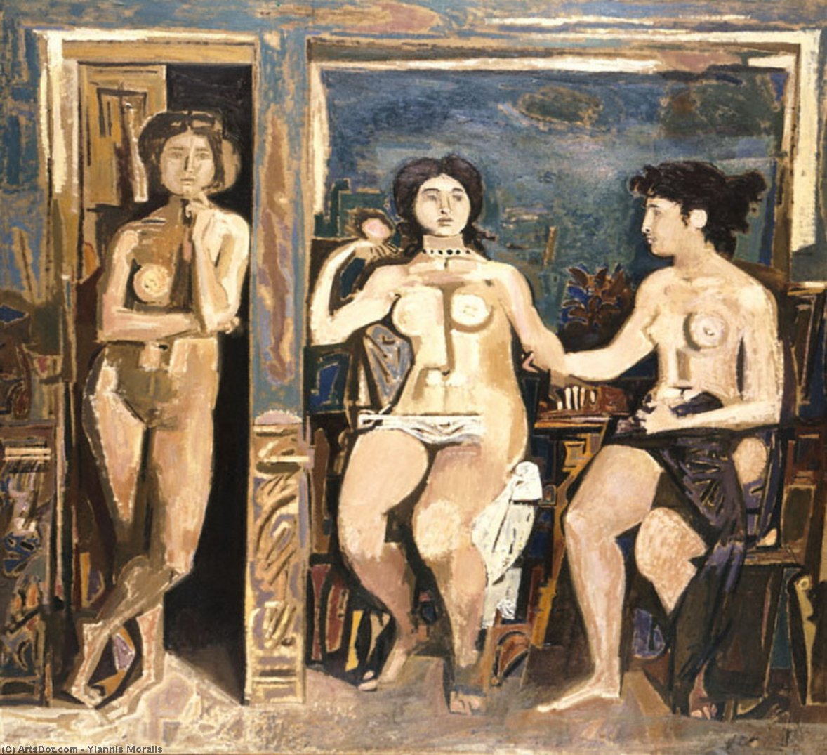 WikiOO.org - Εγκυκλοπαίδεια Καλών Τεχνών - Ζωγραφική, έργα τέχνης Yiannis Moralis - Funeral Composition