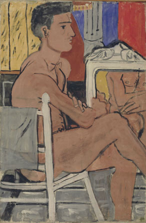 Wikioo.org – La Enciclopedia de las Bellas Artes - Pintura, Obras de arte de Yiannis Tsaroychis - Italiana desnuda sentada