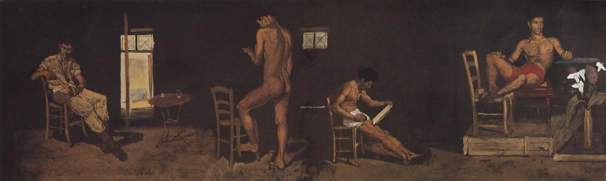 Wikioo.org – L'Enciclopedia delle Belle Arti - Pittura, Opere di Yiannis Tsaroychis - Nuoto e disegno pratica