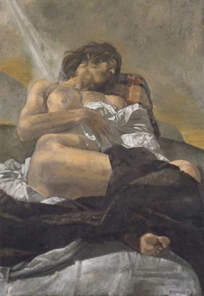 WikiOO.org - Encyclopedia of Fine Arts - Maalaus, taideteos Yiannis Tsaroychis - Reclining nude