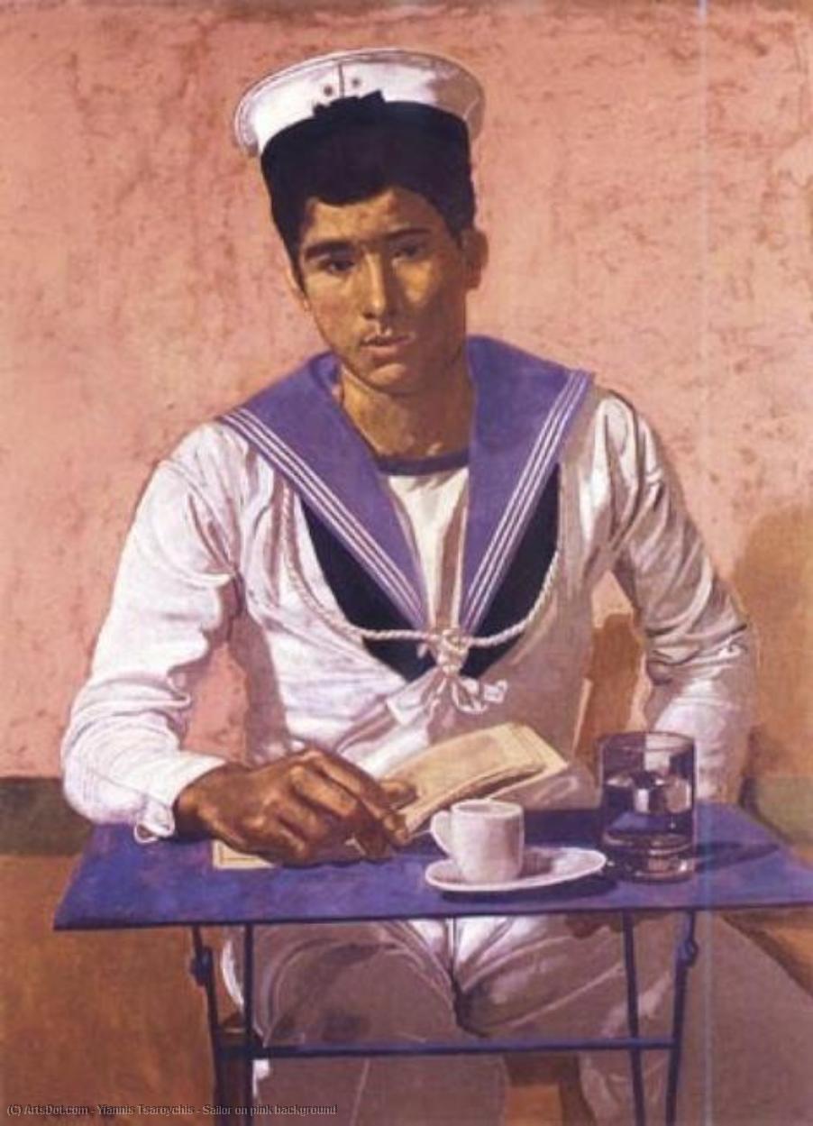 WikiOO.org - Encyclopedia of Fine Arts - Malba, Artwork Yiannis Tsaroychis - Sailor on pink background