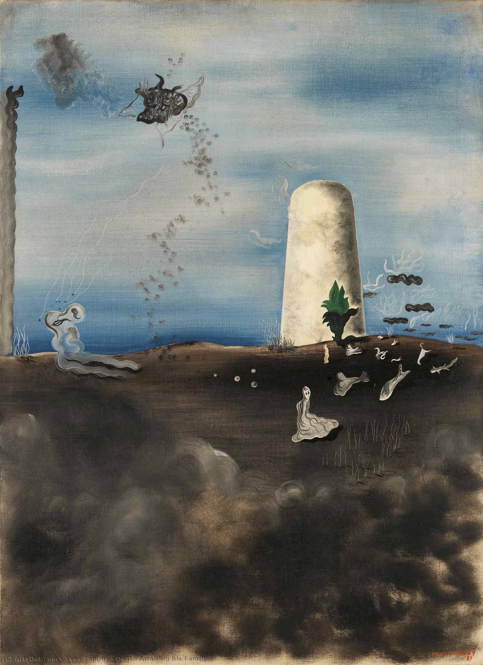 Wikioo.org - The Encyclopedia of Fine Arts - Painting, Artwork by Yves Tanguy - Death Awaiting his Family