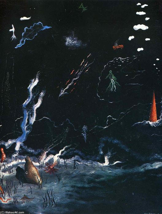 WikiOO.org - Encyclopedia of Fine Arts - Målning, konstverk Yves Tanguy - Storm(Black Landscape)