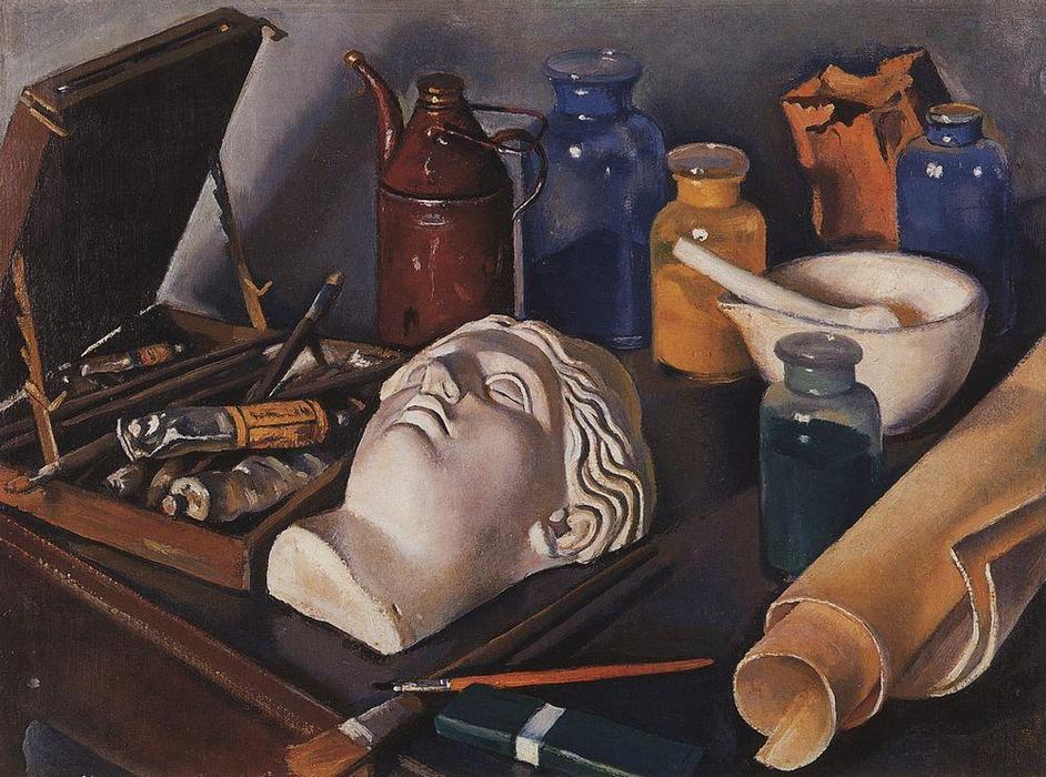 WikiOO.org - Güzel Sanatlar Ansiklopedisi - Resim, Resimler Zinaida Serebriakova - Still life attributes of art 