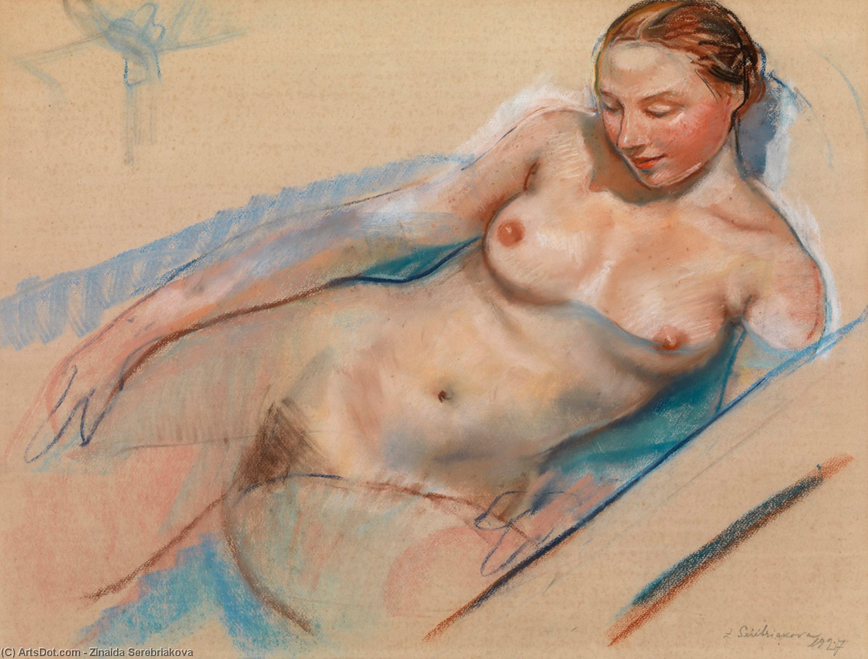 Wikioo.org - The Encyclopedia of Fine Arts - Painting, Artwork by Zinaida Serebriakova - Bathing Nude