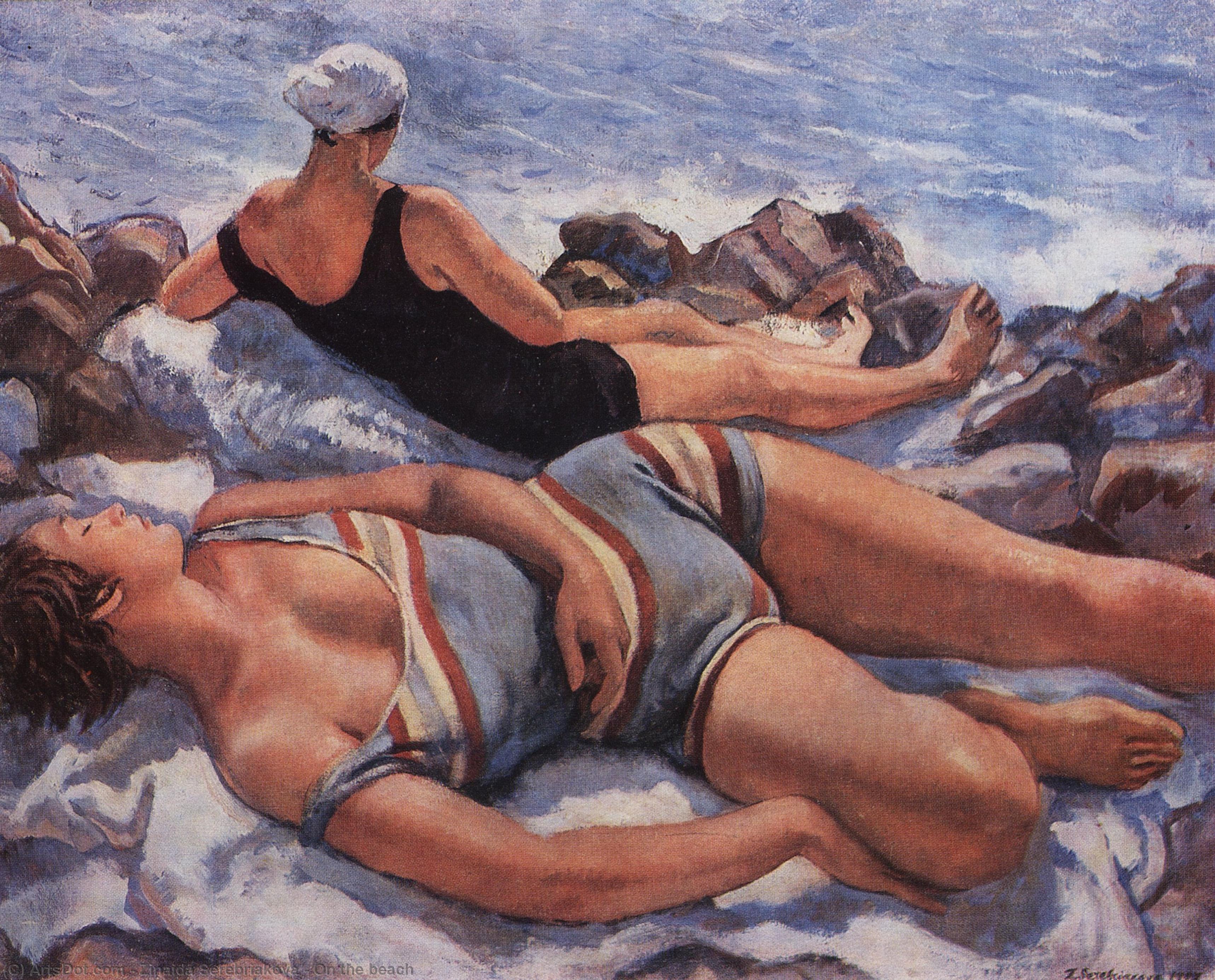 Wikoo.org - موسوعة الفنون الجميلة - اللوحة، العمل الفني Zinaida Serebriakova - On the beach