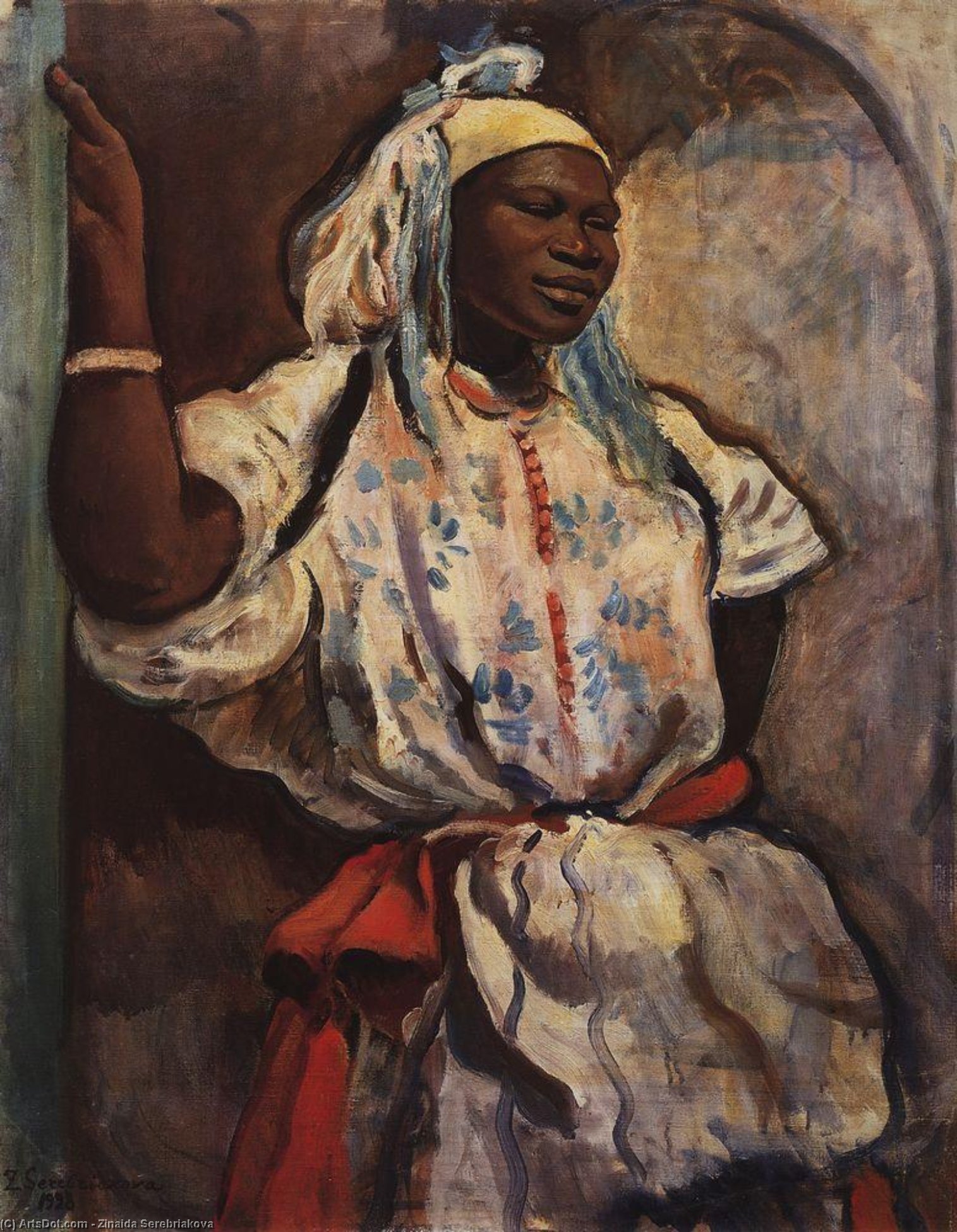 Wikioo.org - The Encyclopedia of Fine Arts - Painting, Artwork by Zinaida Serebriakova - Moroccan woman in white