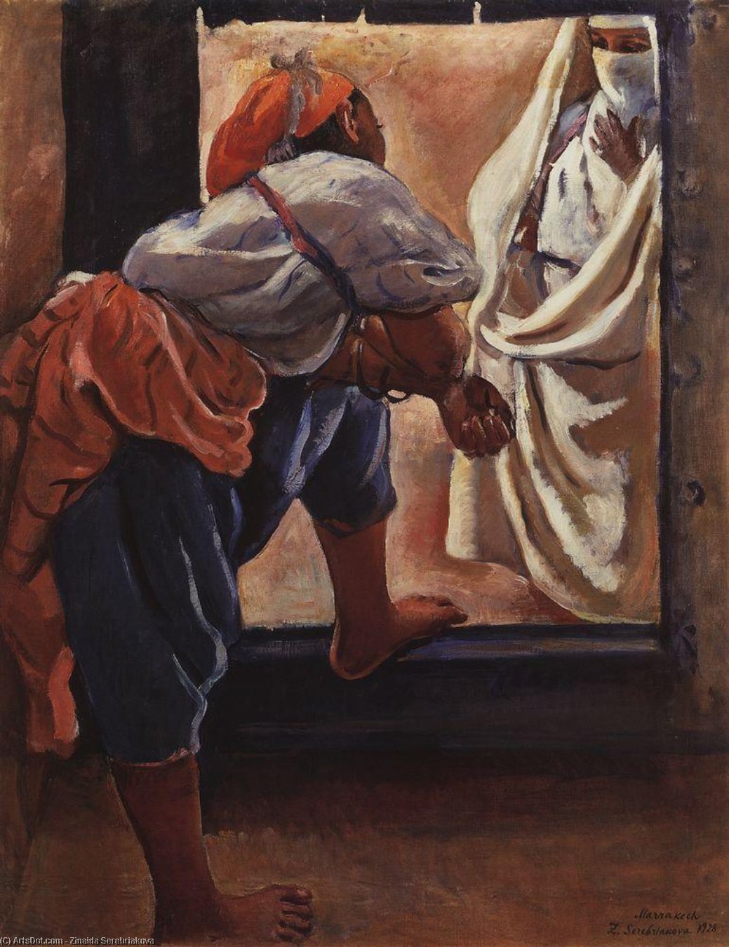 Wikioo.org - The Encyclopedia of Fine Arts - Painting, Artwork by Zinaida Serebriakova - Morocco. Figure in the doorway