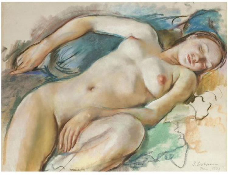 Wikioo.org – La Enciclopedia de las Bellas Artes - Pintura, Obras de arte de Zinaida Serebriakova - Desnudo reclinado