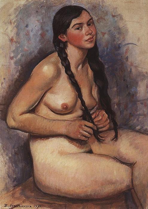Wikioo.org – La Enciclopedia de las Bellas Artes - Pintura, Obras de arte de Zinaida Serebriakova - Trenzas