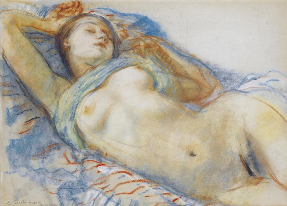 Wikioo.org - Encyklopedia Sztuk Pięknych - Malarstwo, Grafika Zinaida Serebriakova - Reclining Nude 
