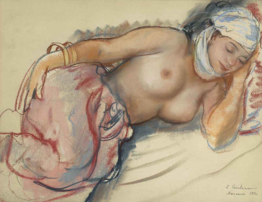 WikiOO.org - 백과 사전 - 회화, 삽화 Zinaida Serebriakova - Reclining Nude 