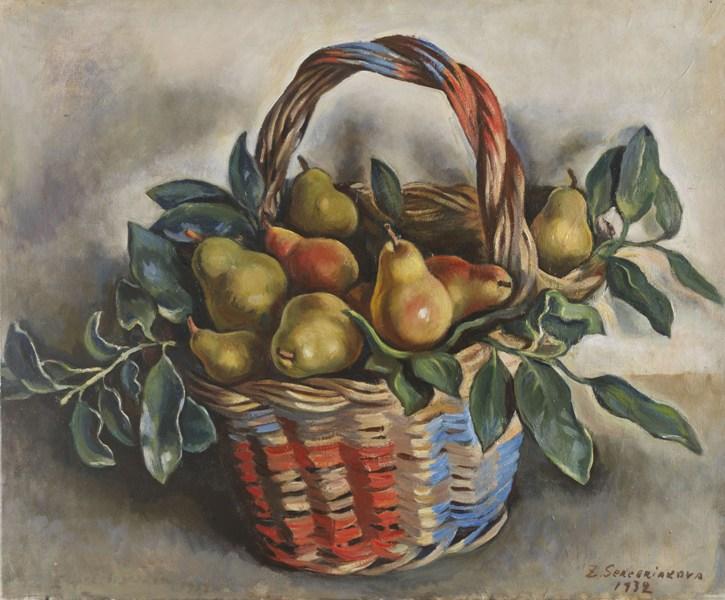 Wikioo.org - The Encyclopedia of Fine Arts - Painting, Artwork by Zinaida Serebriakova - Still Life with a Basket of Pears 