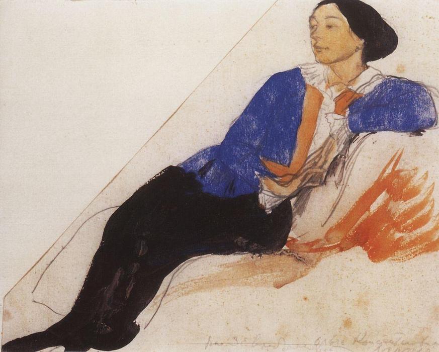 Wikioo.org - The Encyclopedia of Fine Arts - Painting, Artwork by Zinaida Serebriakova - Portrait of K. Lancere 