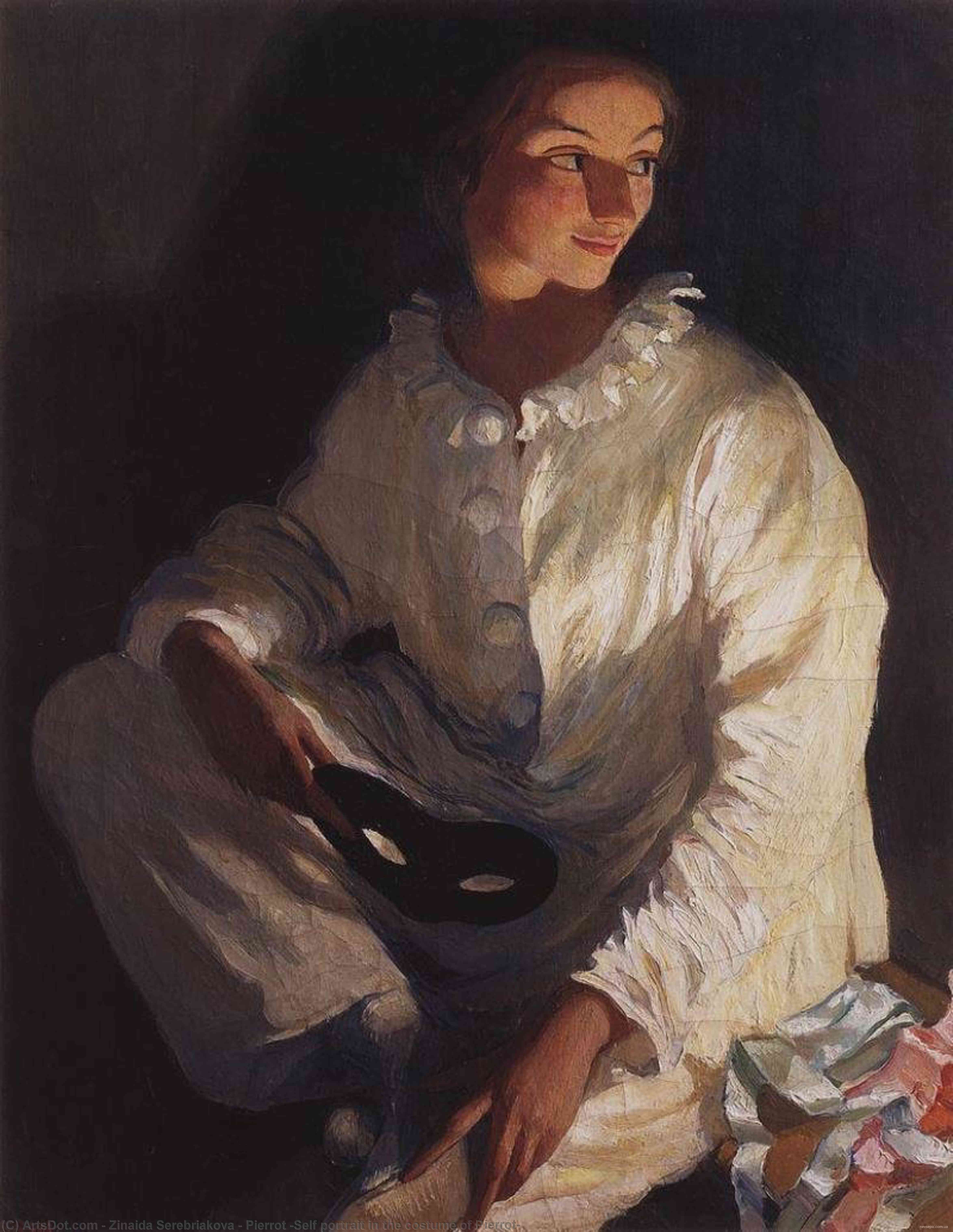 Wikioo.org - The Encyclopedia of Fine Arts - Painting, Artwork by Zinaida Serebriakova - Pierrot (Self portrait in the costume of Pierrot)